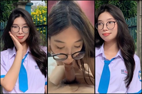 Hoàng Thanh Vy nữ sinh C3 Hùng Vương kính cận non tơ