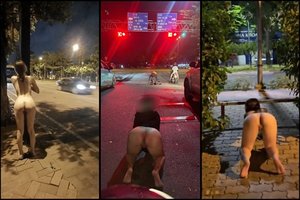 Gái dâm Public bạo, trần truồng giữa SG đông xe qua lại